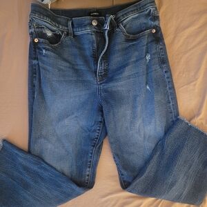 Express Women's Dark Blue Straight Leg Jeans